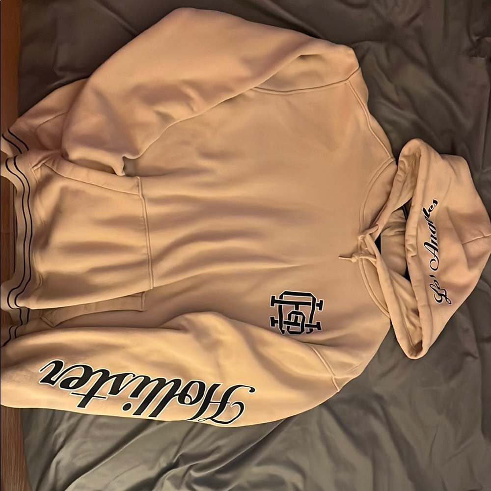Hollister Cream Hoodie with Black Accents